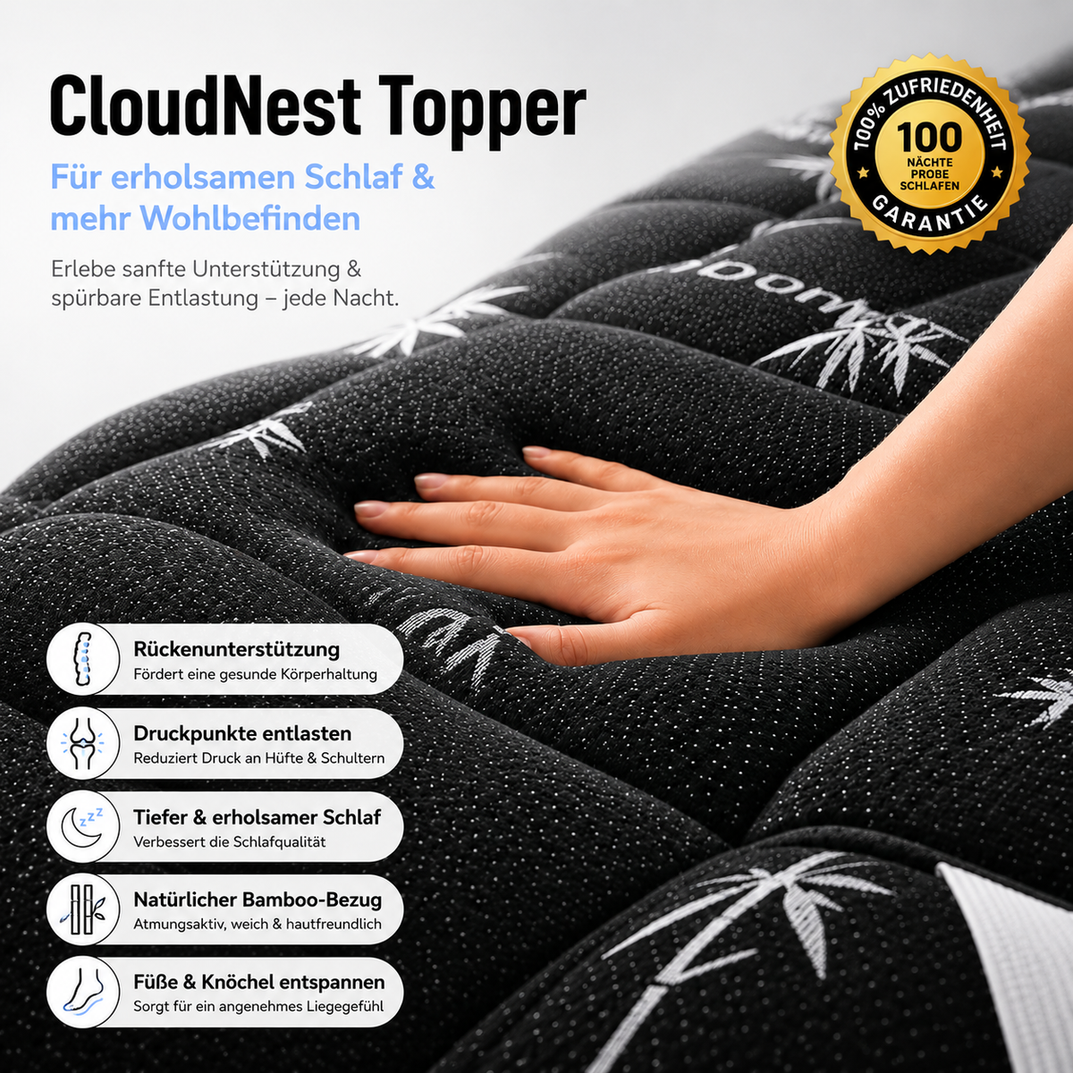 CloudNest Topper - Endlich weich schlafen, jede Nacht
